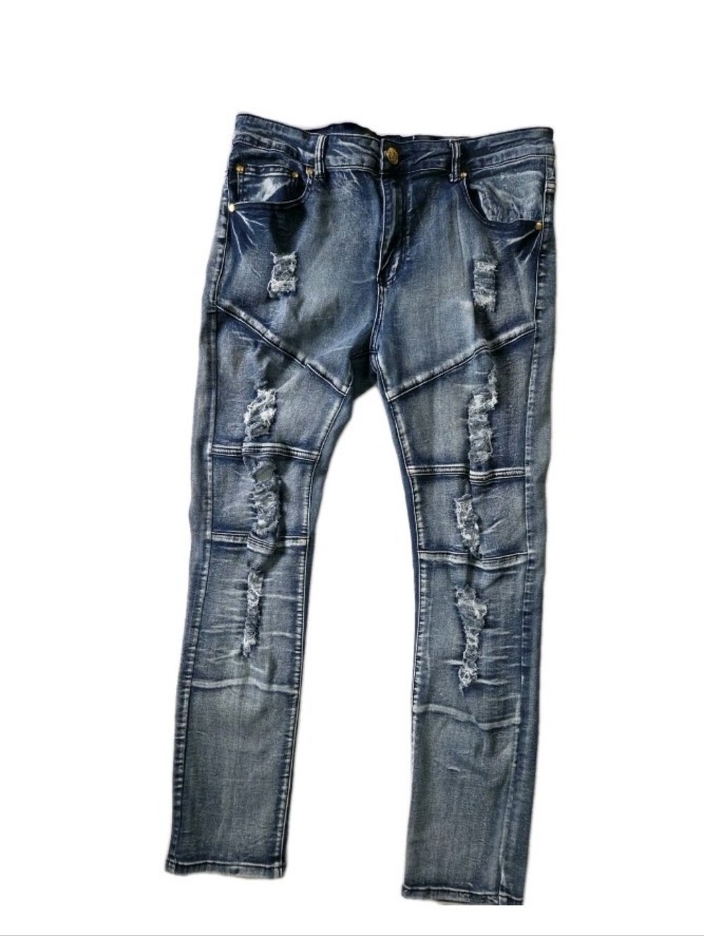 Argonaut Nations Mens Ultra Slim Ripped Jeans Size 38x32 Distressed Tapered
